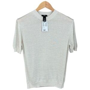 H&M Regular Fit Fine-Knit T-Shirt Cream White S